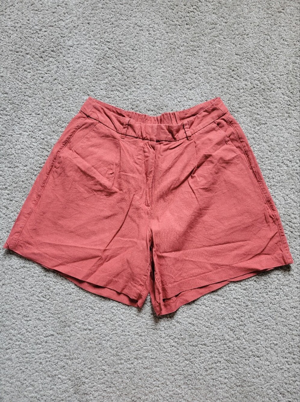 Old Navy Terracotta Rust Linen Blend High Waisted Shorts Size Large